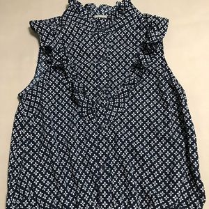 Navy blue and white floral tank top